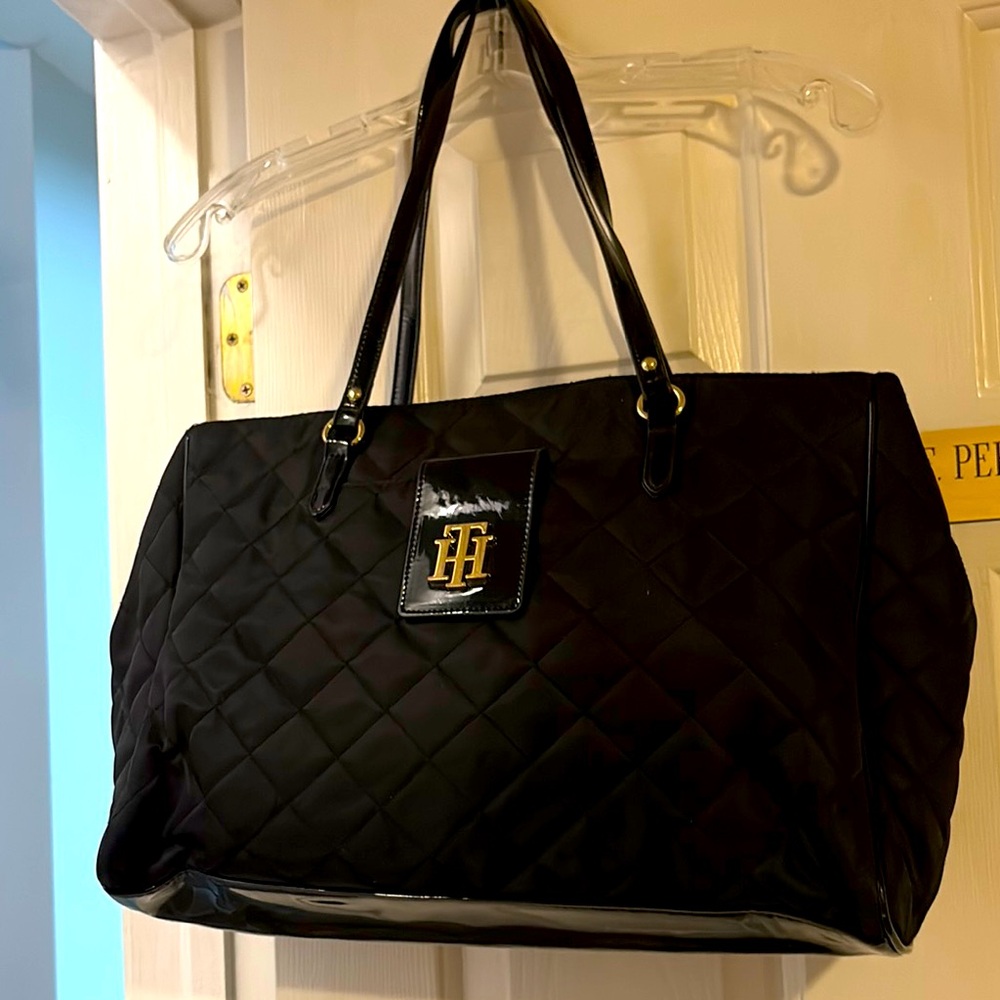 Tommy Hilfiger Black Quilted Tote Bag